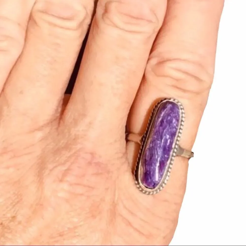Natural Purple Chariote Gemstone Sterling Silver Custom Ring NEW